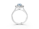 White gold Fancy Blue Oval  Halo Diamond Ring with Pavé Band and Prong Setting_40