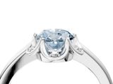 White gold Fancy Blue Oval  Halo Diamond Ring with Round Cluster Setting, Solitaire Band, and Four-Prong Setting_88