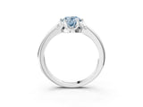 White gold Fancy Blue Oval  Halo Diamond Ring with Round Cluster Setting, Solitaire Band, and Four-Prong Setting_92