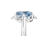 White gold Fancy Blue Oval  Halo Diamond Ring with Round Cluster Setting, Solitaire Band, and Four-Prong Setting_94