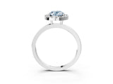 White gold Fancy Blue Oval  Halo Diamond Solitaire with Pavé Band and Four-Prong Setting_107