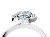 White gold Fancy Blue Oval  Halo Diamond Solitaire with Pavé Band and Four-Prong Setting_108