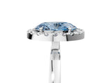 White gold Fancy Blue Oval  Halo Diamond Solitaire with Pavé Band and Four-Prong Setting_109