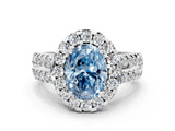 White gold Fancy Blue Oval  Halo Diamond Split Shank Engagement Ring with Prong Setting_39