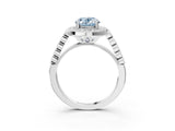 White gold Fancy Blue Oval  Halo Milgrain Solitaire with Bezel Set Side Stones and Pave Band_35
