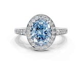 White gold Fancy Blue Oval  Halo Pavé Diamond Engagement Ring with Bezel Setting_48