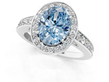 White gold Fancy Blue Oval  Halo Pavé Diamond Engagement Ring with Bezel Setting_51