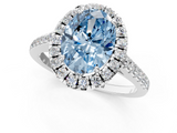 White gold Fancy Blue Oval  Halo Pavé Diamond Engagement Ring with Four-Prong Setting_4
