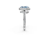 White gold Fancy Blue Oval  Halo Pave Band Solitaire Ring with Prong Setting_68