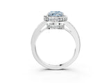 White gold Fancy Blue Oval  Halo Pave Band Solitaire Ring with Prong Setting_68