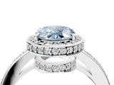 White gold Fancy Blue Oval  Halo Pave Band Solitaire Ring with Prong Setting_70