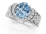 White gold Fancy Blue Oval  Halo Pave Diamond Engagement Ring with Milgrain Detailing_51