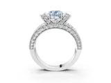 White gold Fancy Blue Oval  Halo Pave Diamond Engagement Ring with Milgrain Detailing_52