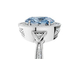 White gold Fancy Blue Oval  Halo Round Diamond Milgrain Pave Engagement Ring_14
