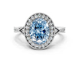 White gold Fancy Blue Oval  Halo Round Diamond Milgrain Pave Engagement Ring_15