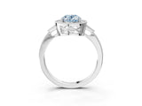 White gold Fancy Blue Oval  Halo Round Diamond Milgrain Pave Engagement Ring_26