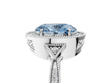 White gold Fancy Blue Oval  Halo Round Diamond Milgrain Pave Engagement Ring_32