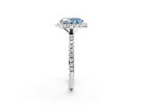 White gold Fancy Blue Oval  Halo Round Diamond Pavé Band Four-Prong Ring_5