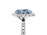 White gold Fancy Blue Oval  Halo Round Diamond Pavé Band Four-Prong Ring_8