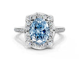 White gold Fancy Blue Oval  Halo Round Diamond Pave Band with Four-Prong Setting_50