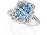 White gold Fancy Blue Oval  Halo Round Diamond Pave Band with Four-Prong Setting_51