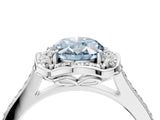 White gold Fancy Blue Oval  Halo Round Diamond Pave Band with Four-Prong Setting_54