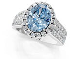 White gold Fancy Blue Oval  Halo Round Diamond Pave Band with Prong Setting_13