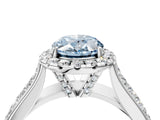 White gold Fancy Blue Oval  Halo Round Diamond Pave Band with Prong Setting_16