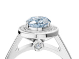 White gold Fancy Blue Oval  Halo Solitaire Diamond Ring with Pave Band and Bezel Setting_53
