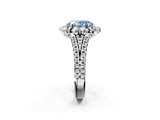 White gold Fancy Blue Oval  Halo Split Shank Diamond Engagement Ring with Pave Band and Four-Prong Setting_56