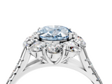 White gold Fancy Blue Oval  Halo Split Shank Diamond Engagement Ring with Pave Band and Four-Prong Setting_58