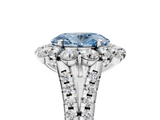 White gold Fancy Blue Oval  Halo Split Shank Diamond Engagement Ring with Pave Band and Four-Prong Setting_61