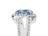 White gold Fancy Blue Oval  Halo Split Shank Diamond Ring with Four-Prong Setting_37