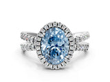 White gold Fancy Blue Oval  Halo Split Shank Diamond Ring with Pavé Setting_25