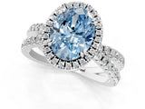 White gold Fancy Blue Oval  Halo Split Shank Diamond Ring with Pavé Setting_27