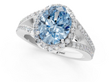 White gold Fancy Blue Oval  Halo Split Shank Diamond Ring with Prong Setting_21