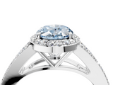 White gold Fancy Blue Oval  Halo Split Shank Diamond Ring with Prong Setting_24