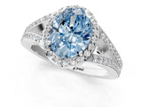 White gold Fancy Blue Oval  Halo Split Shank Pave Diamond Ring with Four-Prong Setting_50