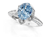 White gold Fancy Blue Oval  Halo Split Shank Pave Diamond Ring with Petal Prong Setting_33