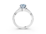 White gold Fancy Blue Oval  Halo Twist Band Solitaire Prong Setting Ring_62