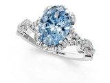 White gold Fancy Blue Oval  Halo Twist Band Solitaire Ring with Six-Prong Setting_33