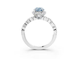 White gold Fancy Blue Oval  Halo Twist Band Solitaire Ring with Six-Prong Setting_35