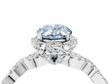 White gold Fancy Blue Oval  Halo Twist Band Solitaire Ring with Six-Prong Setting_41