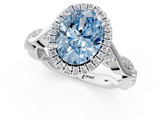 White gold Fancy Blue Oval  Halo Twist Band Solitaire Ring_21