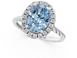 White gold Fancy Blue Oval  Halo Twisted Band Four-Prong Diamond Ring_21