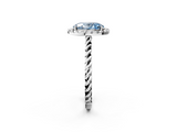 White gold Fancy Blue Oval  Halo Twisted Band Four-Prong Diamond Ring_23
