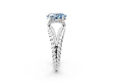 White gold Fancy Blue Oval  Halo Twisted Band Four-Prong Ring_52