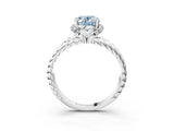 White gold Fancy Blue Oval  Halo Twisted Band Four-Prong Ring_53