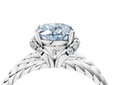 White gold Fancy Blue Oval  Halo Twisted Band Four-Prong Ring_54