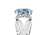 White gold Fancy Blue Oval  Halo Twisted Band Four-Prong Ring_55